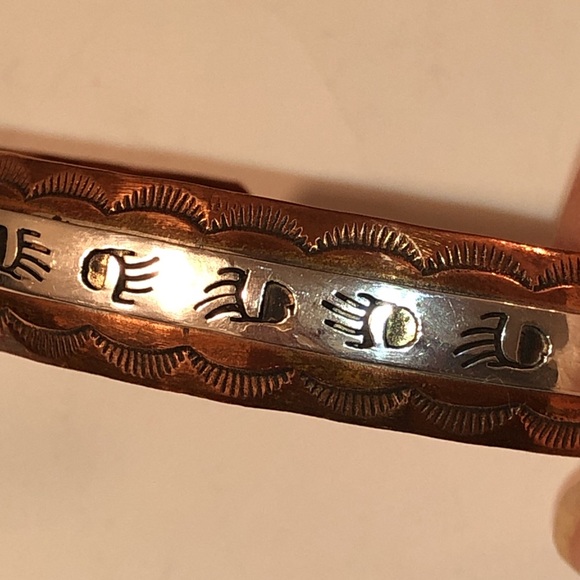 Vintage S.Skeets sterling silver & copper bracelet - Picture 15 of 16